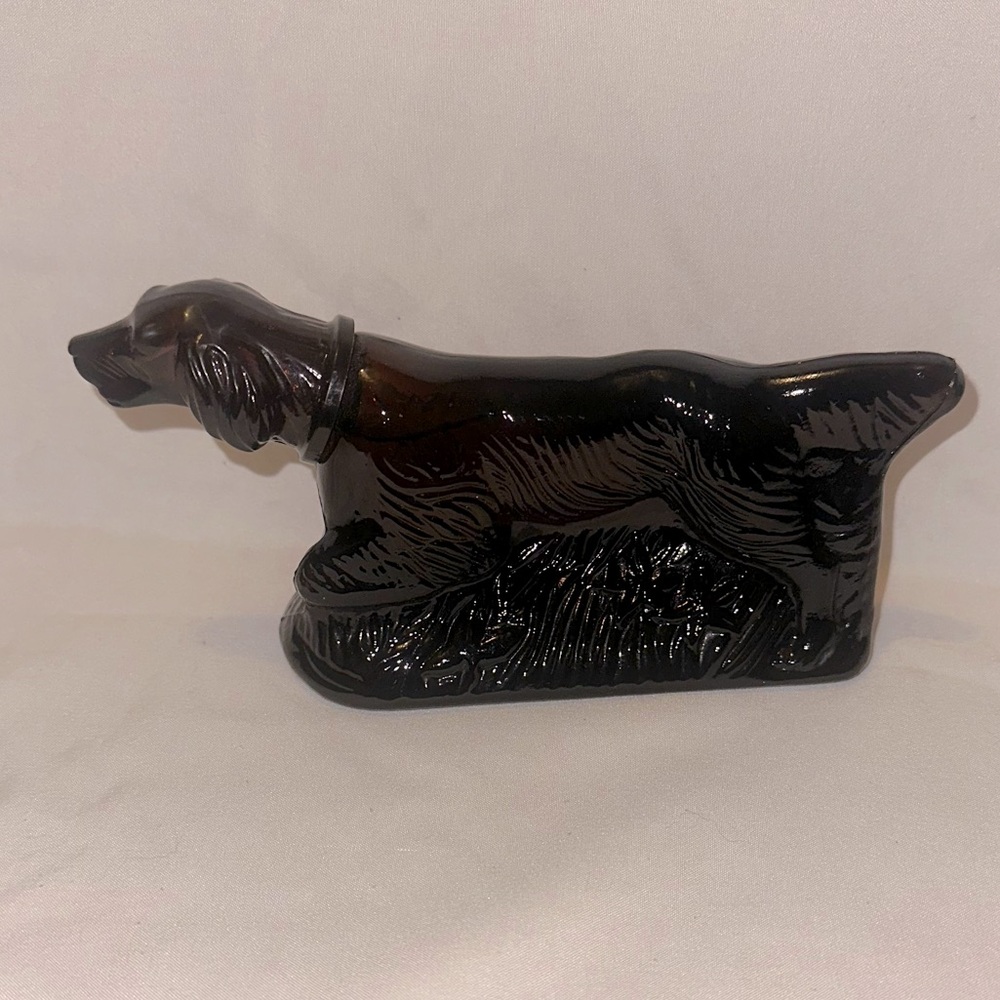 Vintage AVON "At Point" Tribute After Shave Bottle Dog Brown Glass Figurine